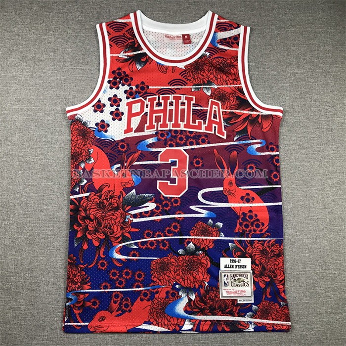 Maillot Philadelphia 76ers Allen Iverson NO 3 Mitchell & Ness Lunar New Year Rouge